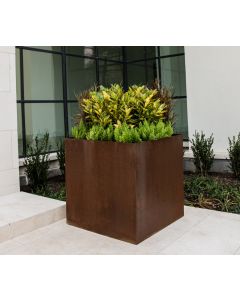 20 Inch Tall Square Cor-Ten Steel Planter